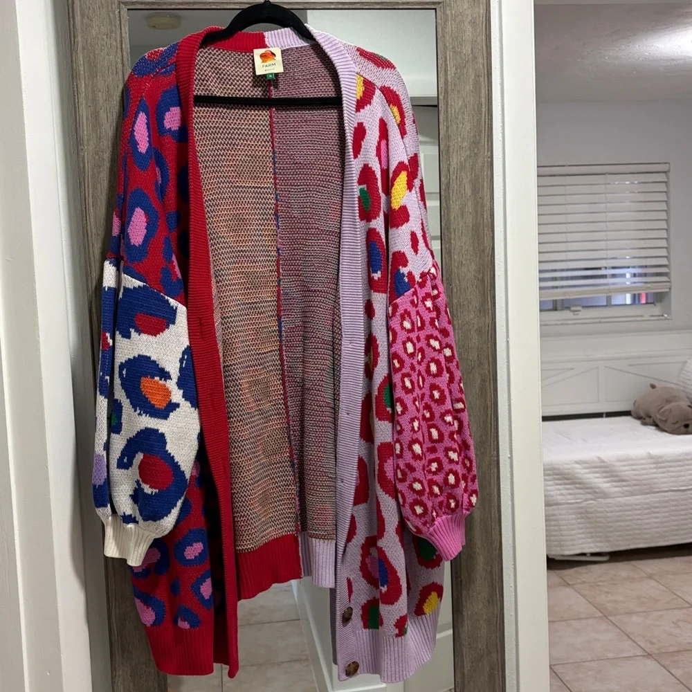 Farm Rio Multicolored Leopard Long Cardigan - Picture 3 of 7